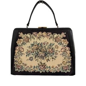 Vintage RichCraft Floral Tapestry Top Handle Handbag 1950s–1960s‎